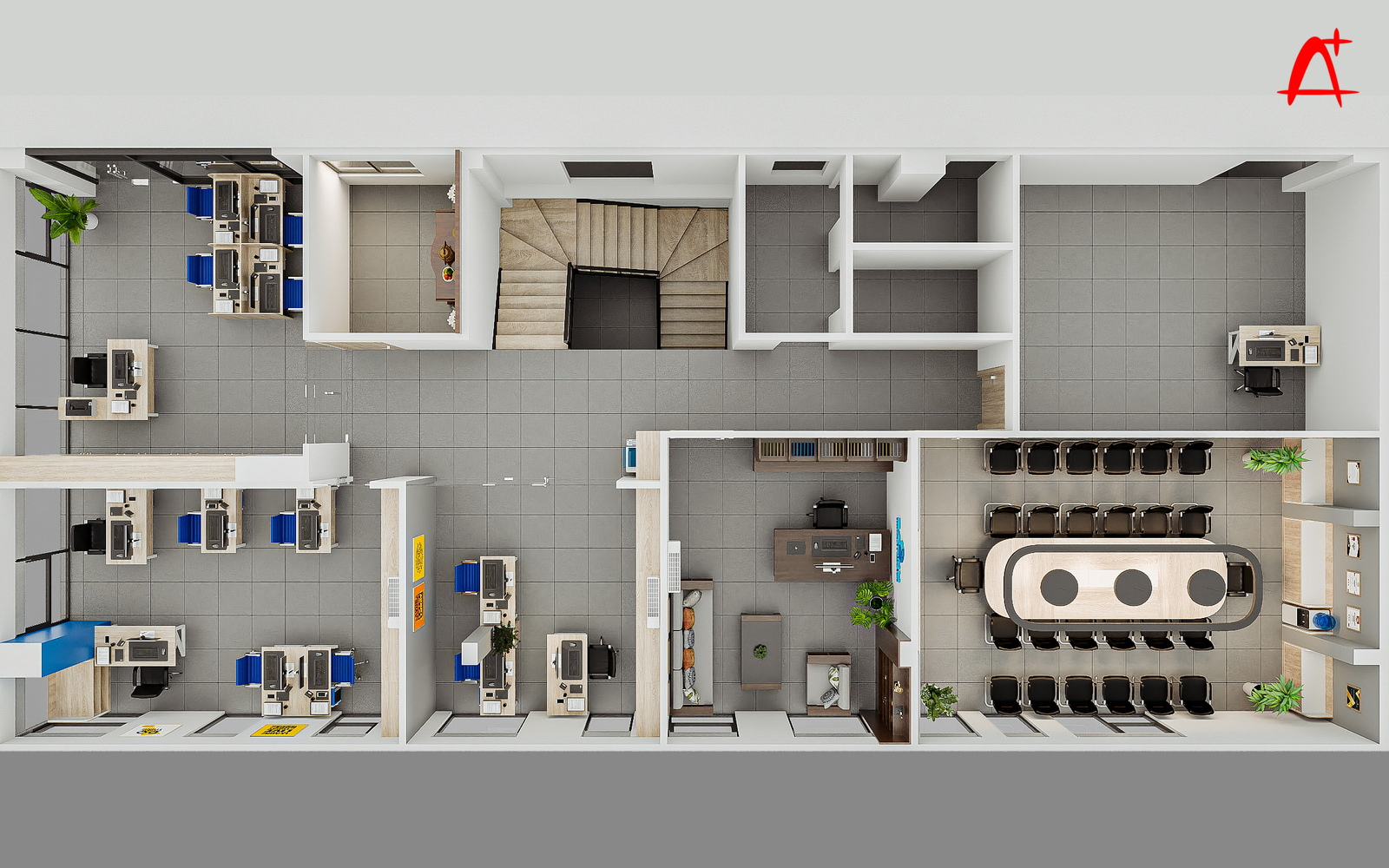 Thiết kế nội thất văn phòng công ty công nghiệp điện Tân Kỳ: tầng 2
